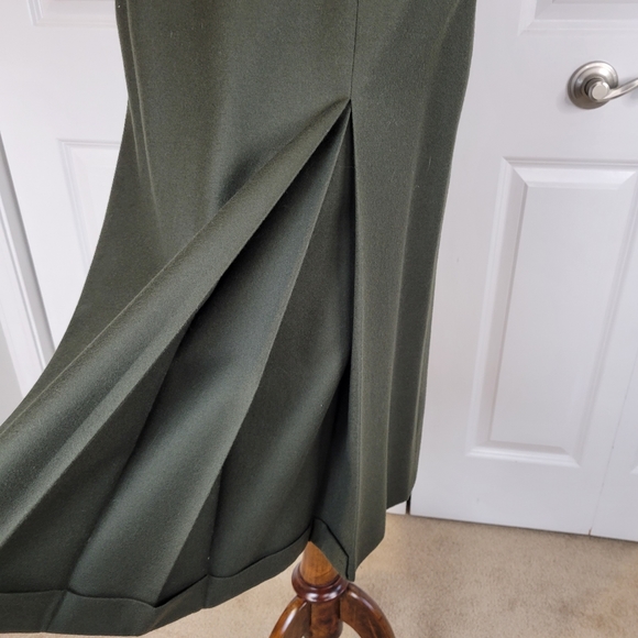 Vintage Beltrami Olive Green 100% Wool Pleat Skirt SZ M - Picture 6 of 16